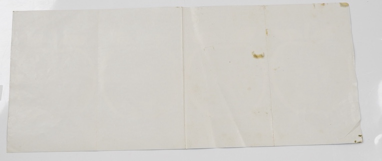 An original 1967 poster promoting the Beatles eating apples as part of the British Council of Dentistry's campaign, reads; ‘Look who's joined the apple club now', on a blue ground, 43 x 18cm